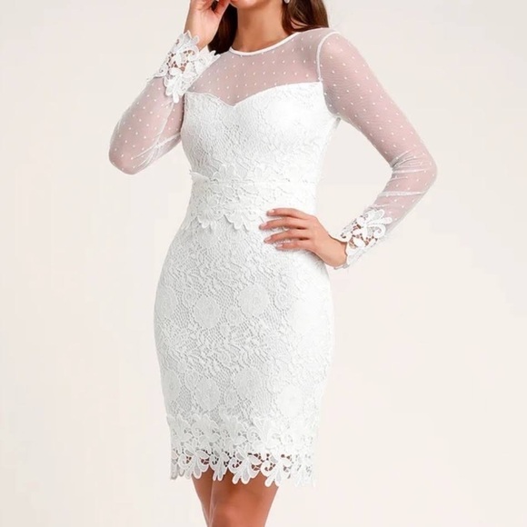 Lulu’s  | Lacey Lane White Lace Long Sleeve Dress Size XS NEW - Picture 2 of 12